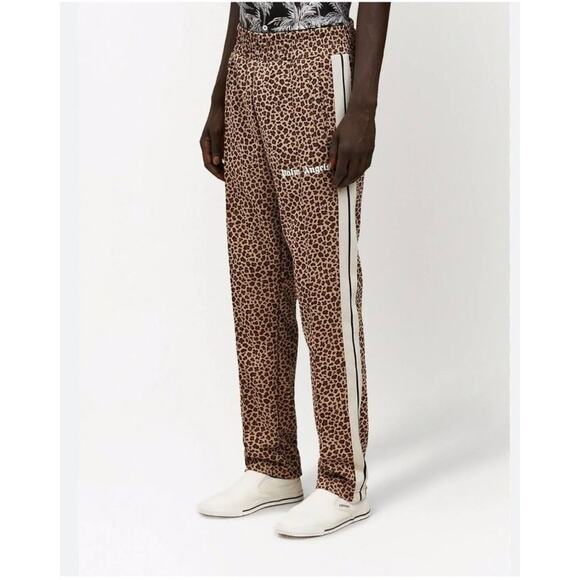 Palm Angels Leopard Print Jacquard Side Stripe Track Pants in Brown & White - Picture 6 of 6